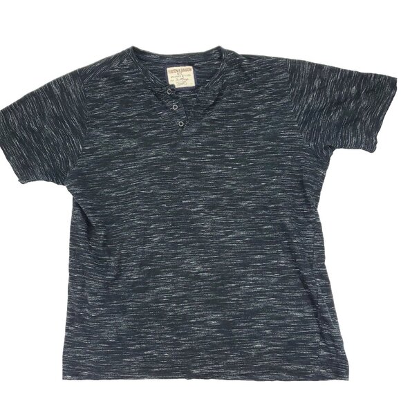 Hudson & Barrow NYC Henley Shirt Mens XL Black Heathered Short Sleeve - Picture 1 of 7